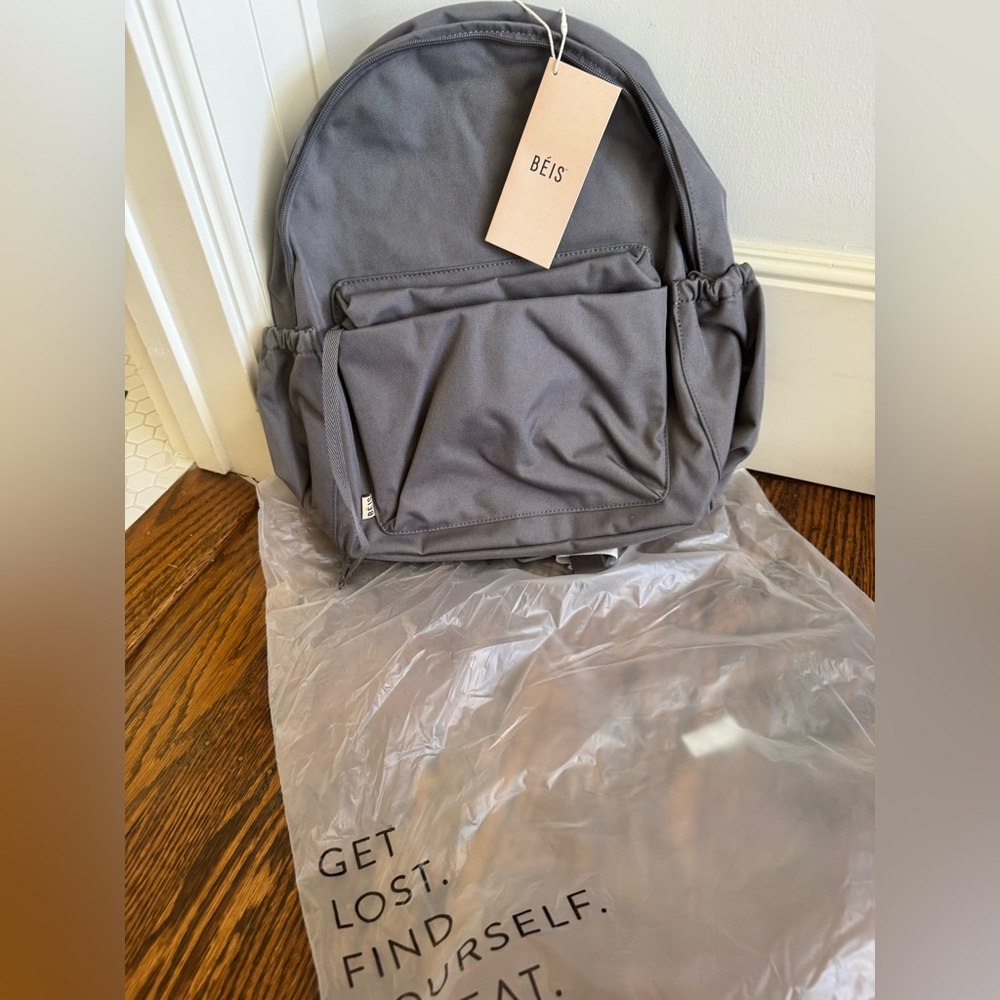 BÉISics Grey NWT Travel Diaper Bag Laptop Backpack